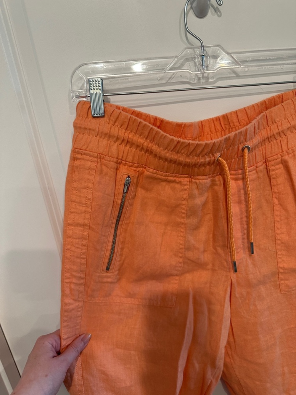 Athleta Neon Orange Linen Joggers Size 10TALL - Picture 4 of 7